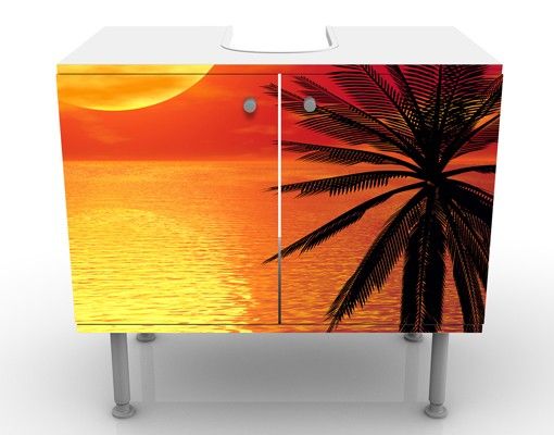 Waschbeckenunterschrank - Karibischer Sonnenuntergang - Badschrank Orange Rot