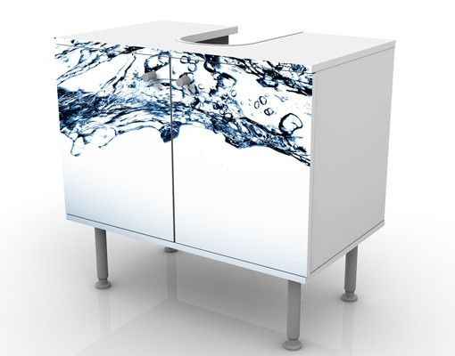 Waschbeckenunterschrank - Water Splash - Badschrank Weiß Blau