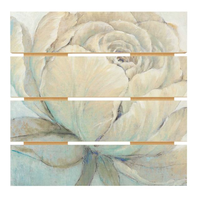 Holzbild - Englische Rose Pastell - Quadrat 1:1