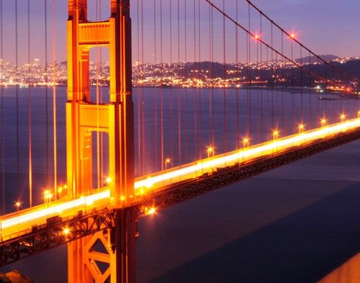 Waschbeckenunterschrank - Golden Gate Bridge bei Nacht - Badschrank Orange Rosa