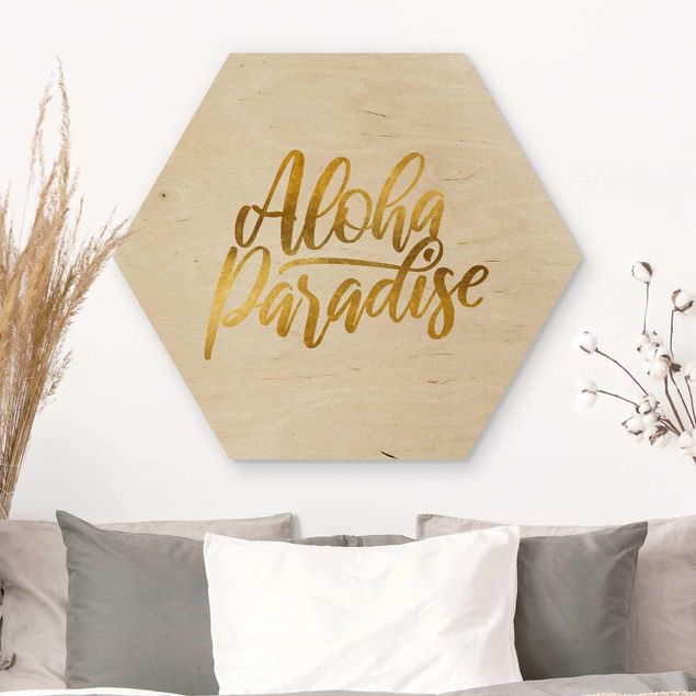 Moderne Holzbilder Gold - Aloha Paradise