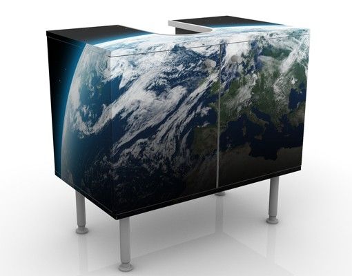 Waschbeckenunterschrank mit Motiv Illuminated Planet Earth