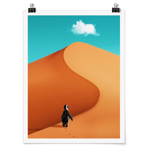 Natur Poster Wüste mit Pinguin