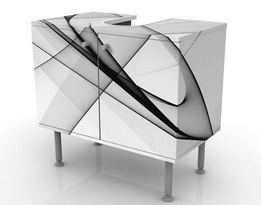 Waschbeckenunterschrank - Vibration - Badschrank Weiß Schwarz Grau