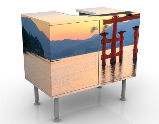 Waschbeckenunterschrank mit Motiv Torii am Itsukushima