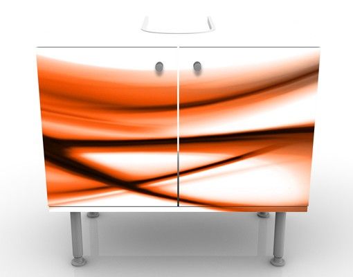 Waschbeckenunterschrank - Orange Touch - Badschrank Weiß Orange