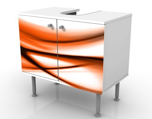 Waschbeckenunterschrank - Orange Touch - Badschrank Weiß Orange