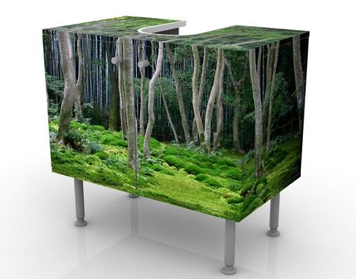 Waschbeckenunterschrank - Japanischer Wald - Badschrank Grün