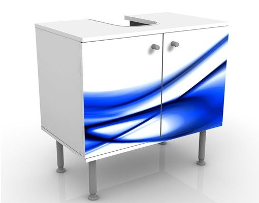Waschbeckenunterschrank - Blue Touch No.2 - Badschrank Weiß Blau