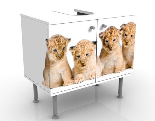 Waschbeckenunterschrank Motiv Sweet Lion Babys