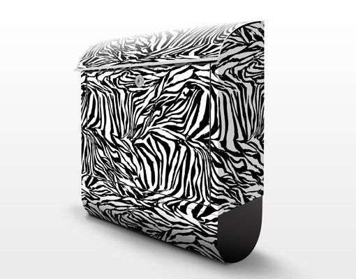 Postkasten schwarz Zebra Design
