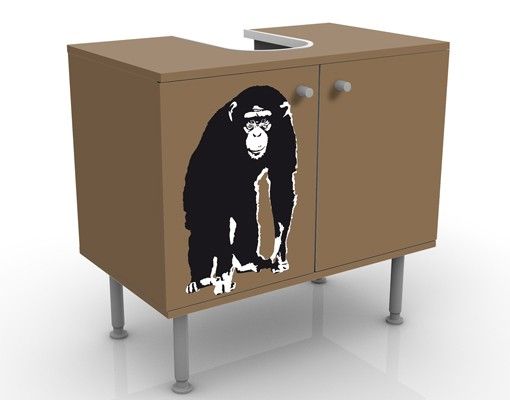 Waschbeckenunterschrank mit Motiv Schimpanse