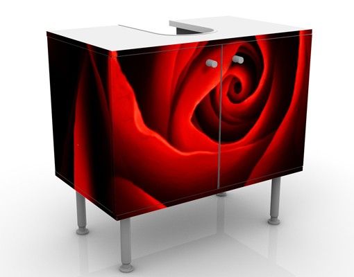 Waschbeckenunterschrank - Liebliche Rose - Blumen Badschrank Rot