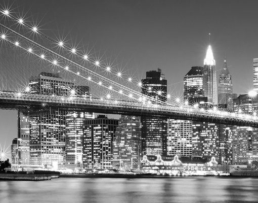 Waschbeckenunterschrank - Nighttime Manhattan Bridge II - Badschrank Grau