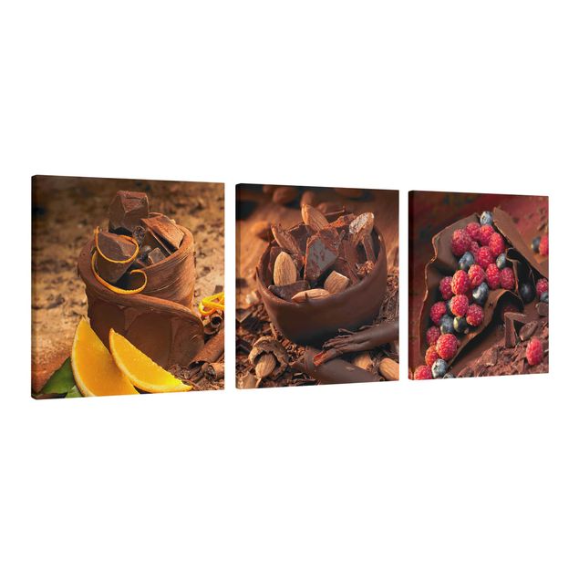 Bilder auf Leinwand Schokolade mit Früchten und Mandeln