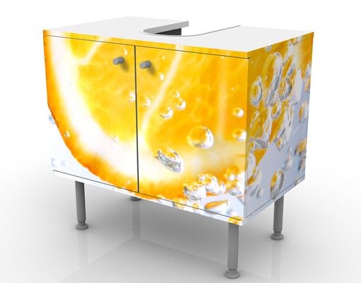 Waschbeckenunterschrank - Splash Orange - Badschrank Weiß Gelb