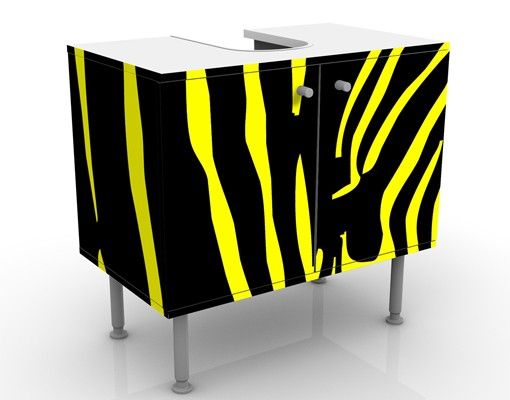 Waschbeckenunterschrank - Zebra Pop - Badschrank Gelb Schwarz