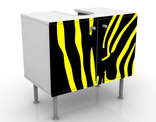 Waschbeckenunterschrank - Zebra Pop - Badschrank Gelb Schwarz