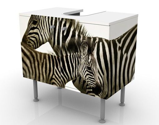 Waschbeckenunterschrank - Zebrapaar - Badschrank Schwarz