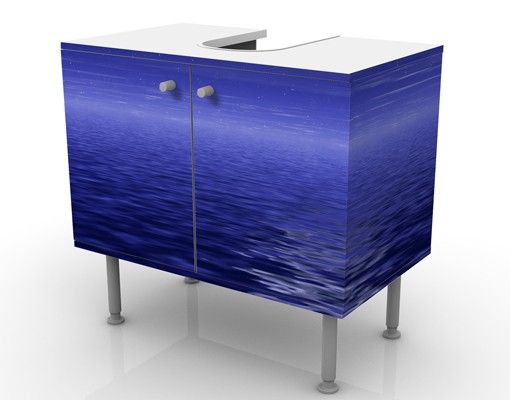 Waschbeckenunterschrank - Moon and Ocean - Badschrank Blau