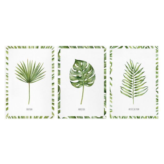 Schöne Leinwandbilder Palmen Blätter Set