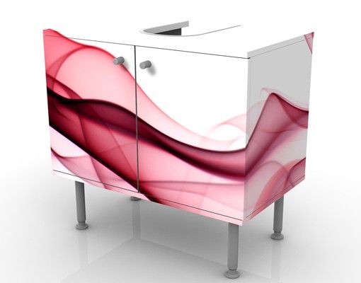 Waschbeckenunterschrank - Red Flame - Badschrank Weiß Rot