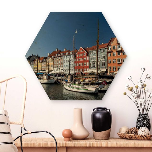 Moderne Holzbilder Hafen in Kopenhagen