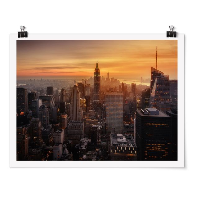 Poster - Manhattan Skyline Abendstimmung - Querformat 3:4