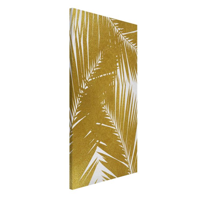 Magnettafel Büro Blick durch goldene Palmenblätter