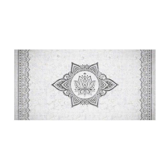 Teppich Steinoptik Mandala Lotus Betonoptik