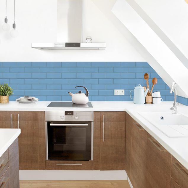 Küchenrückwand Folie Blau Marmor Stein Optik