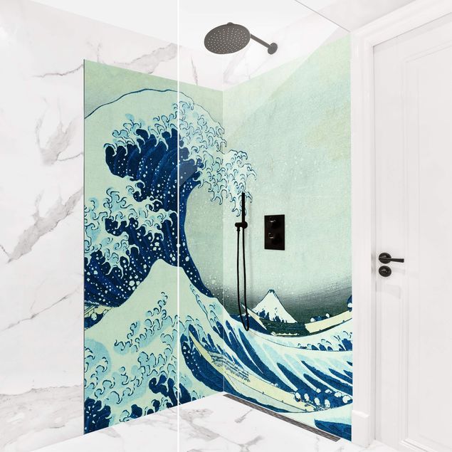 Duschrückwand Blau Katsushika Hokusai - Die grosse Welle von Kanagawa