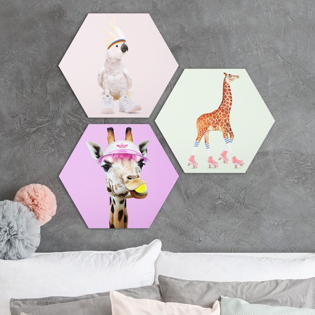 Wandbilder Tiere Giraffen und Kakadu Sport Set I
