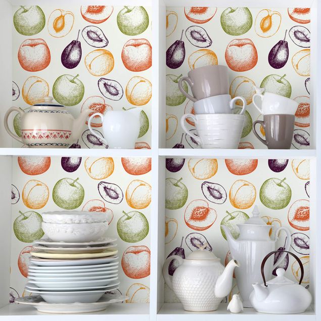 Selbstklebende Folie Fensterbank Handgezeichnetes Obst Küchen-Muster