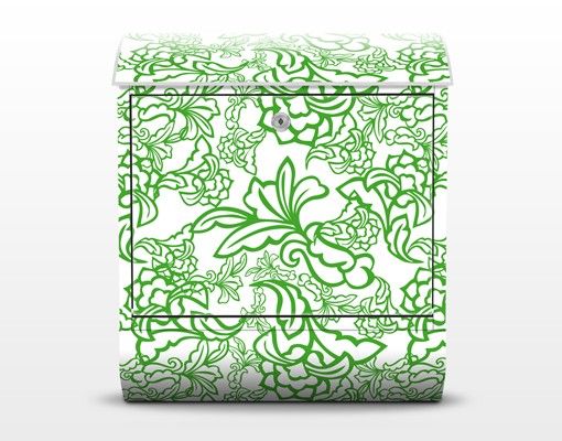 Briefkasten grün Orientalische Ranken Muster