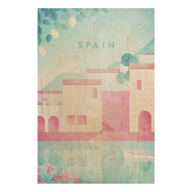 Moderne Holzbilder Reiseposter - Spanien