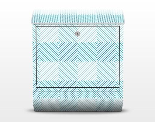 Designer Briefkasten Streifen Muster in Blau