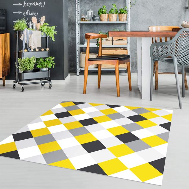 Teppiche Geometrisches Muster gedrehtes Schachbrett Gelb