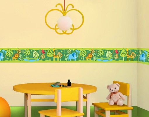 Wandtattoo Kinderzimmer Bordüre - Dschungel Bordüre - No.BP3 Zootiere