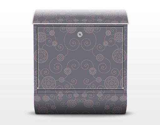 Designer Briefkasten Romantisches Blumenmuster Grau