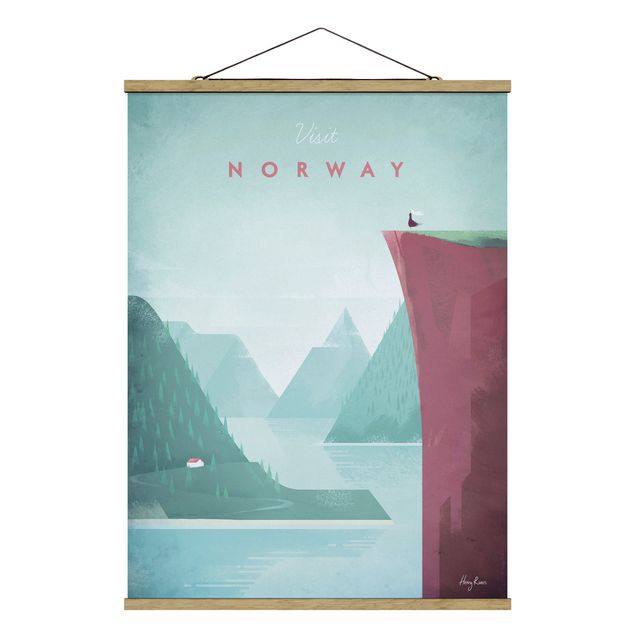 Stoffbild mit Posterleisten - Reiseposter - Norwegen - Hochformat 3:4
