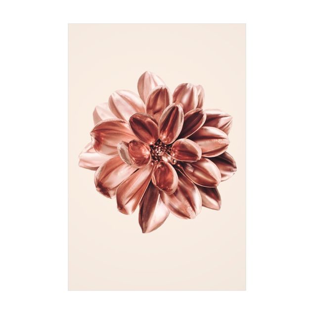 Teppich Blumen Dahlie Rosegold Metallic Rosa
