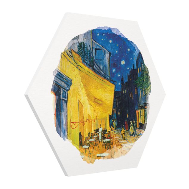 Foto auf Hartschaumplatte Wasserfarben - Vincent van Gogh - Café-Terrasse in Arles
