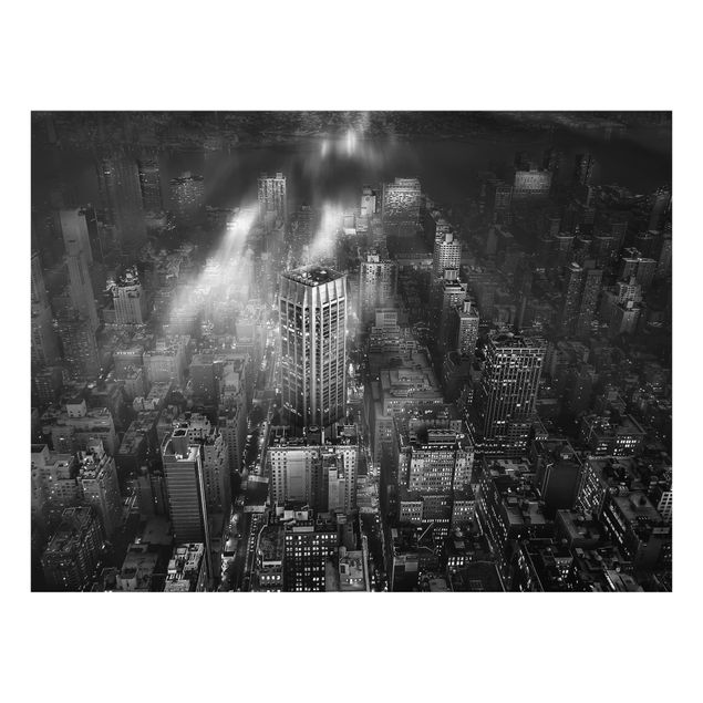 Glas Spritzschutz - Sonnenlicht über New York City - Querformat - 4:3