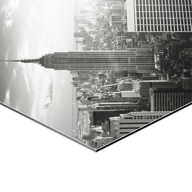 Hexagon Bild Alu-Dibond - Manhattan Skyline
