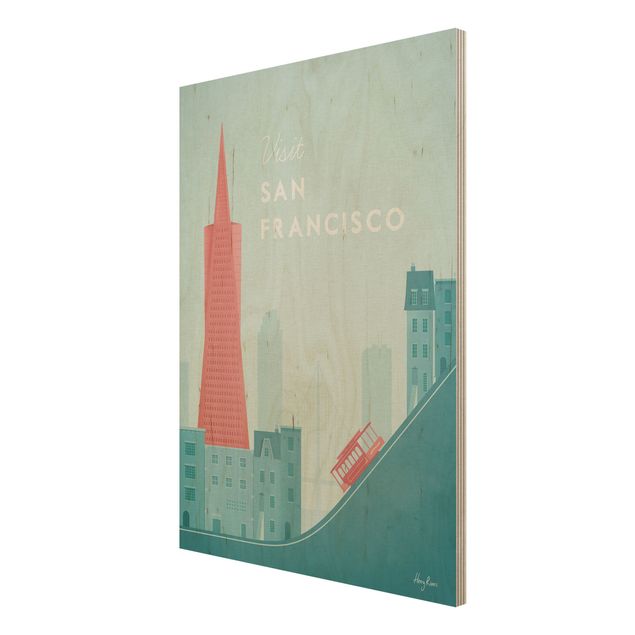 Holzbild Skyline Reiseposter - San Francisco