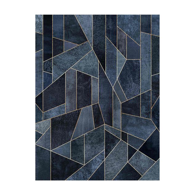 Teppich modern Blaue Geometrie Aquarell