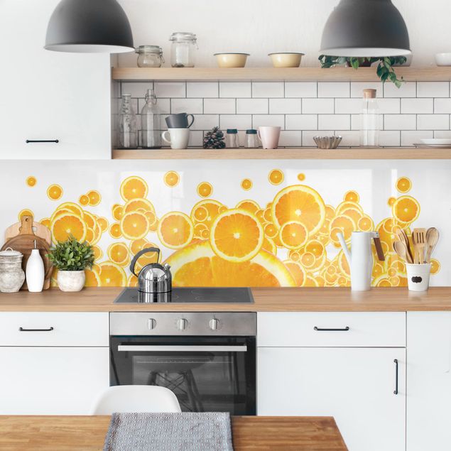 Küchenrückwände selbstklebend Retro Orange Pattern II