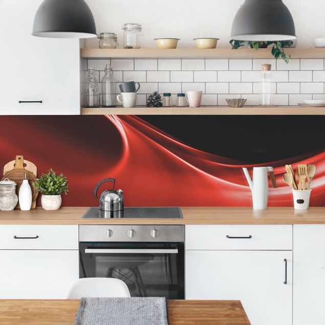Küchenrückwand abstrakt Red Wave