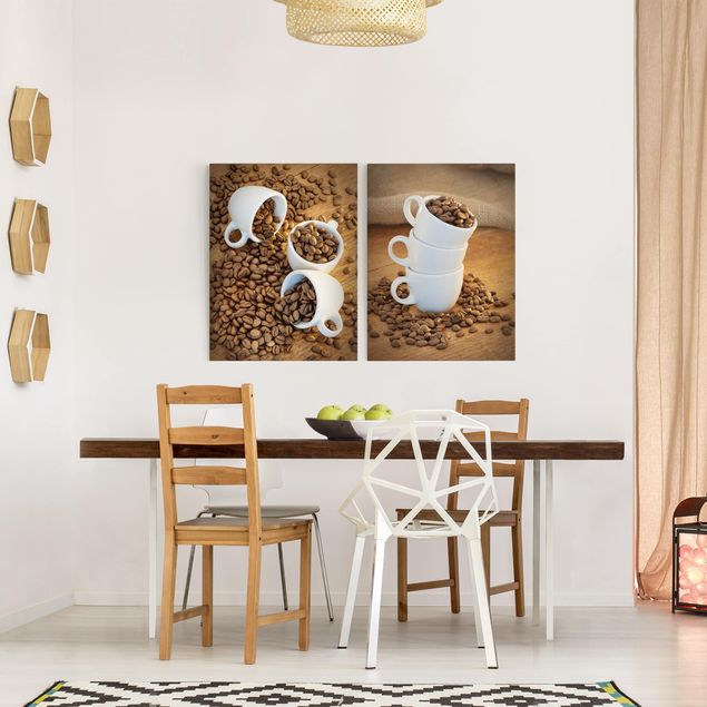 Wandbilder 3 Espressotassen mit Kaffeebohnen